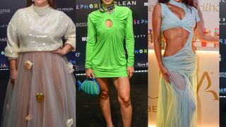 Bolsa de peixe, sapato de pelúcia e abdômen à mostra: Jade Picon, Tati Machado e mais famosas ousam com looks criativos em evento de beleza em SP
