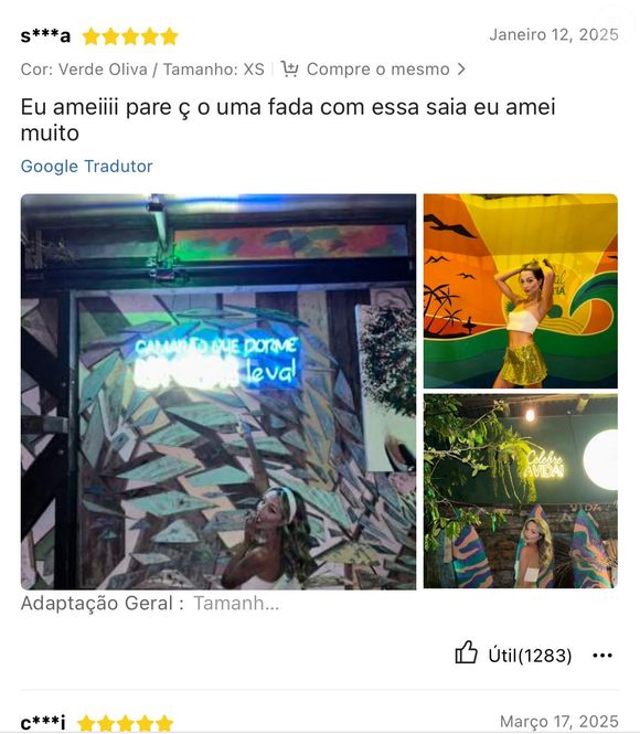Print de Samira avaliando peça na Shein viralizoi