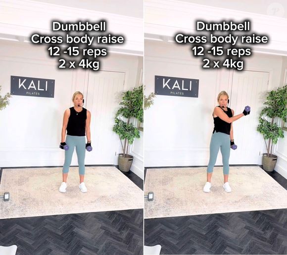 2. Elevação cruzada com halteres (Dumbbell Cross Body Raise)