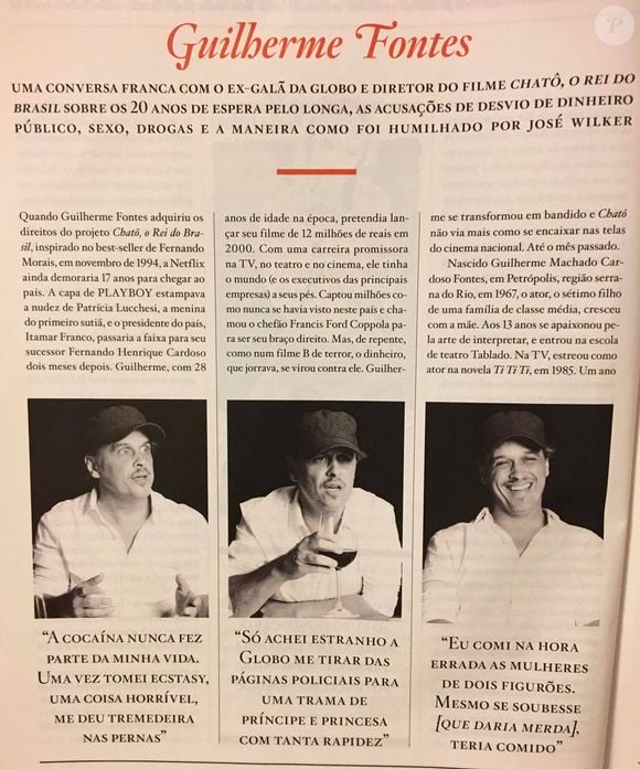 Guilherme Fontes deu entrevista polêmica à Playboy em 2015