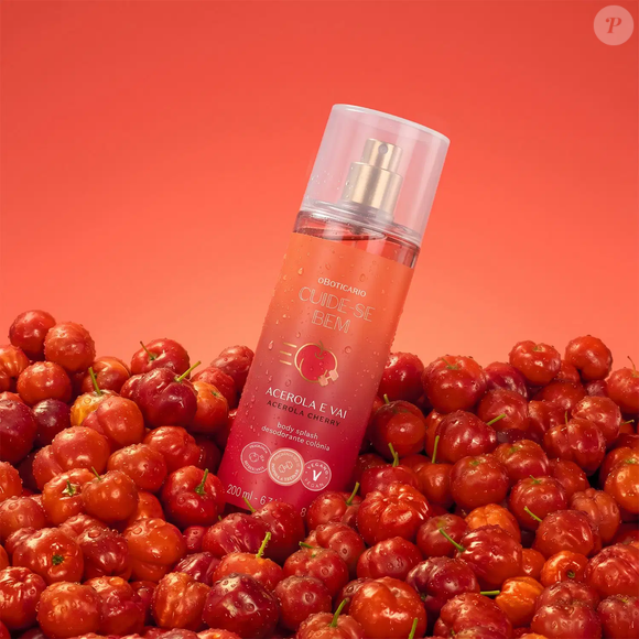 O Boticário apostou na acerola para criar uma fragrância que combina notas frutais cítricas, cremosidade floral e fundo de musk e sândalo. O Body Splash Cuide-se Bem Acerola e Vai custa R$ 94,90 e pode ser combinado com a loção hidratante da coleção para intensificar a perfumação