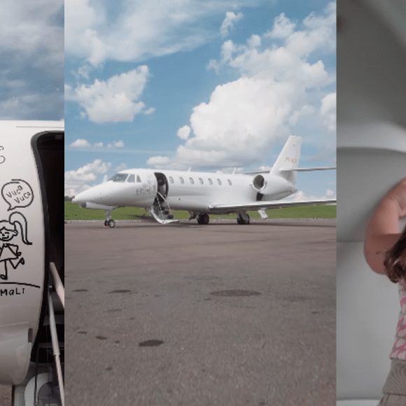 O jato executivo de Virginia Fonseca pode atingir cerca de 850 km/h e transportar até 13 pessoas