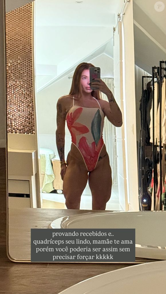 E a foto mais recente de Thaís Vasconcellos é essa, mostrando suas pernas ultra definidas