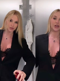 Com decote profundo e lingerie à mostra, Virgínia Fonseca elege look all black sofisticado nos EUA