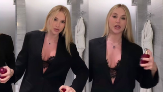 Com decote profundo e lingerie à mostra, Virgínia Fonseca elege look all black sofisticado nos EUA