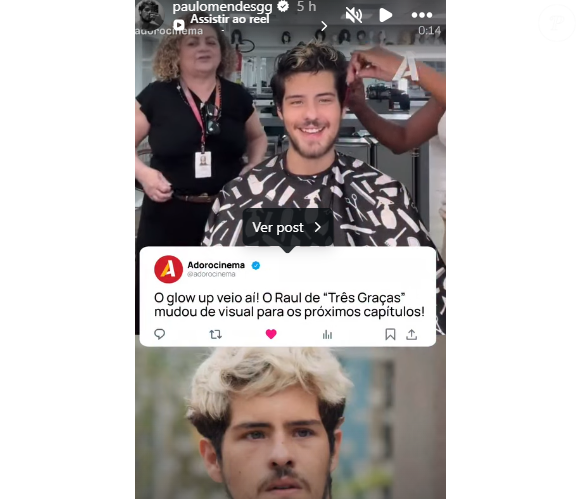 Paulo Mendes registrou mudança no visual em seu story