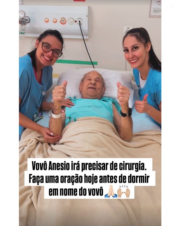 Vovô Anésio manteve bom humor no hospital após queda e fratura