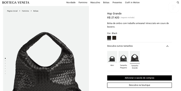 Bruna Biancardi ganhou de presente uma bolsa da grife Bottega Veneta.