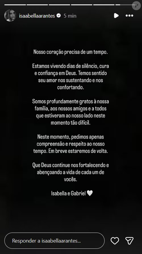 Gabriel Medina e Isabella Arantes fizeram um emocionante desabafo após a perda gestacional do primeiro filho e pediram respeito ao momento delicado