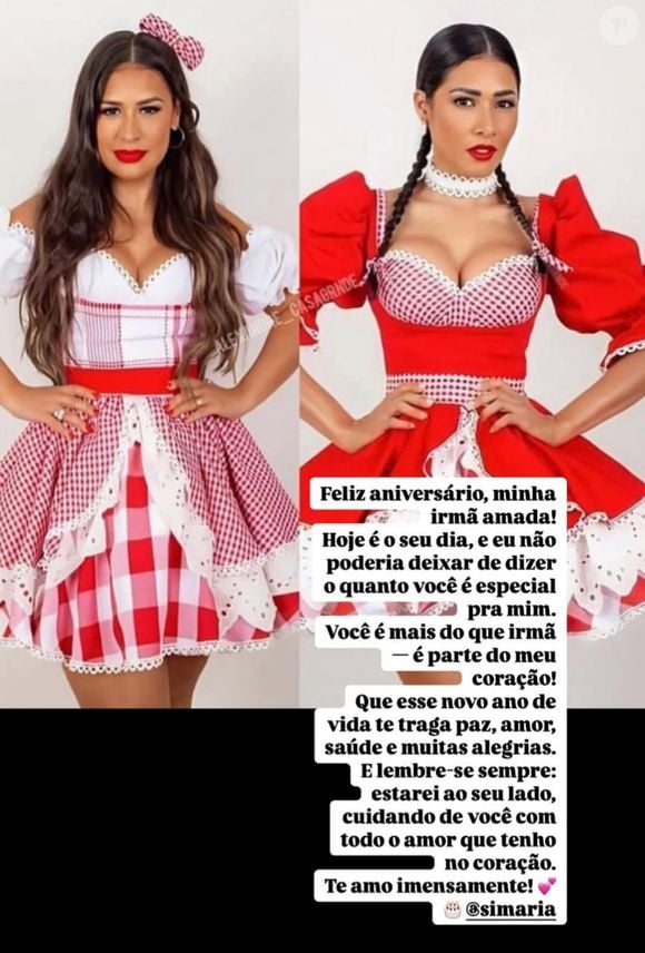 Simone prestou uma bela homenagem para Simaria em seu perfil no Instagram, em virtude do aniversário da irmã.