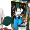 Tênis Nike vermelho, jeans reto e T-shirt da marca de Sasha Meneghel: um raio-x do aerolook de Bruna Marquezine em viagem com Shawn Mendes; teve até 'publi' gratuito para amiga