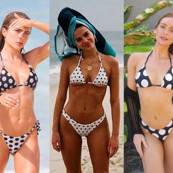 Jade Picon elege biquíni de poá para mergulho em praia do Rio: Bruna Marquezine, Marina Ruy Barbosa e mais 7 famosas adeptas da moda