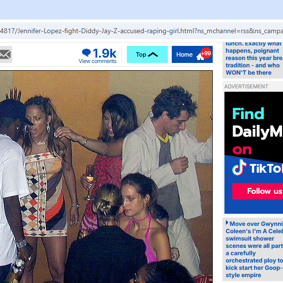 O tabloide britânico Daily Mail divulgou fotos da briga de Jennifer Lopez e P. Diddy em 2000