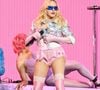 NEW YORK, NEW YORK - JUNE 04: Madonna is seen performing a surprise concert in Times Square on June 04, 2026 in New York City. (Photo by James Devaney/GC Images)