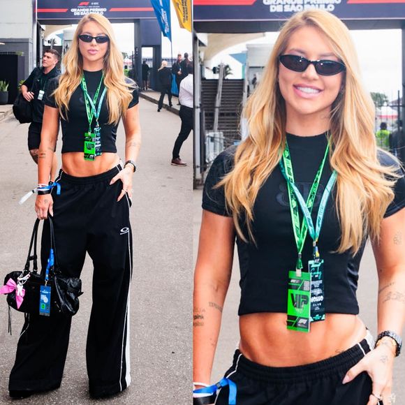 De surpresa, Virgínia surge no GP Brasil de F1 com barriga sarada à mostra e bolsa Balenciaga de R$ 13 mil. Fotos!