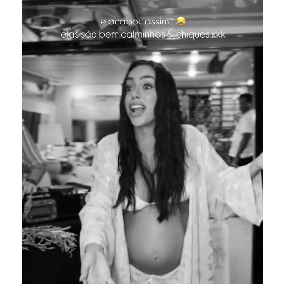 Grávida pela segunda vez, Bruna Biancardi se envolveu em guerra de bolo com amigas durante seu aniversário de 31 anos