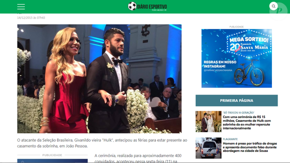 Hulk e Iran Ângelo foram padrinhos do primeiro casamento de Camila Ângelo