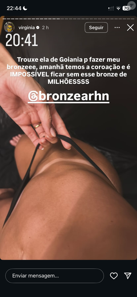 Virginia Fonseca renova o bronze e o cabelo antes da coroação como rainha da Grande Rio neste sábado (20), no Rio de Janeiro