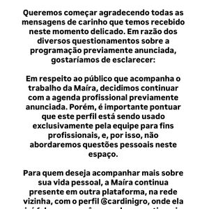 Maira Cardi sofreu aborto espontâneo na 8ª semana de gravidez, mas decidiu não interromper agenda de trabalho
