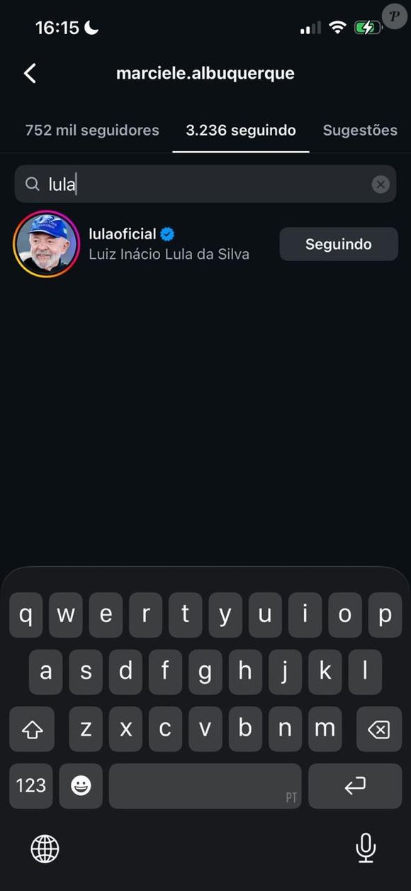 Marciele (@marciele.albuquerque) tem 32 anos, é dançarina do Boi Caprichoso e nasceu em Juruti, no Pará. Nas redes sociais, segue o perfil oficial do presidente Lula (@lulaoficial)