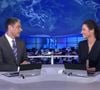 Patrícia Poeta e William Bonner no estúdio do Jornal Nacional em 2014, na noite em que a jornalista anunciou sua saída do telejornal