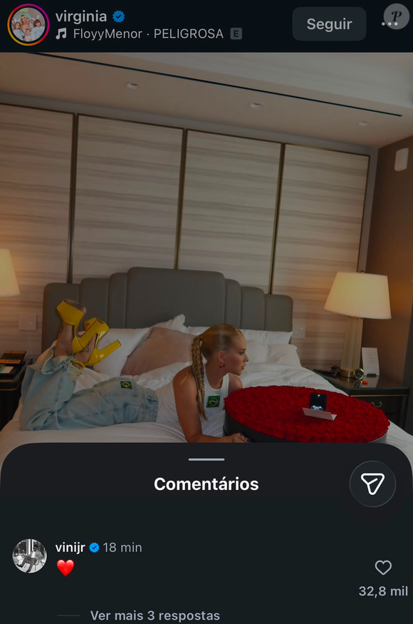 Um emoji de coração vermelho deixado por Vini Jr. em uma publicação de Virgínia Fonseca foi suficiente para movimentar a internet