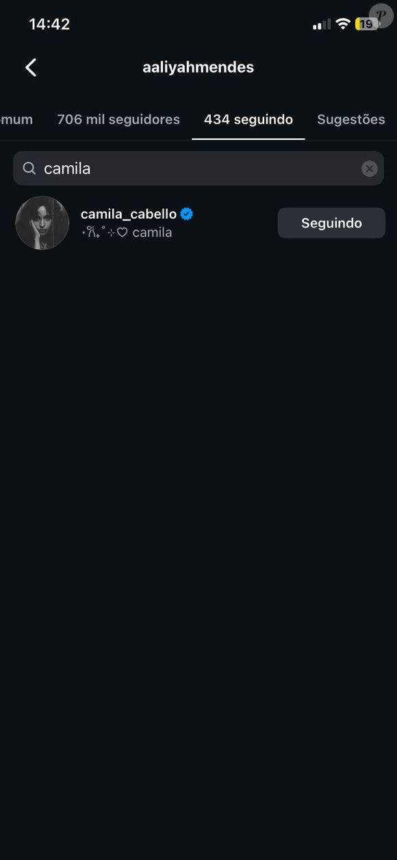 O novo follow ganhou ainda mais destaque porque Aaliyah Mendes também segue e é seguida por Camila Cabello, ex-namorada de Shawn Mendes, reforçando a atenção em torno da vida amorosa do cantor