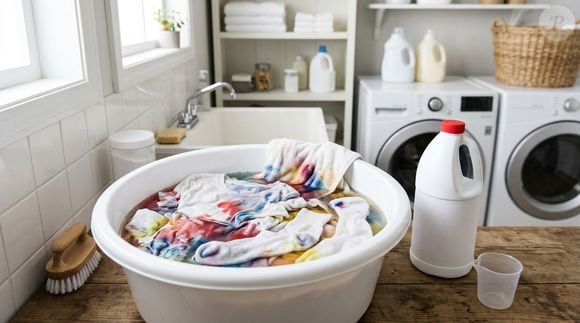 A água sanitária pode ser uma aliada para recuperar roupas brancas, mas o produto deve ser evitado em peças coloridas, que podem ter a aparência ainda mais prejudicada