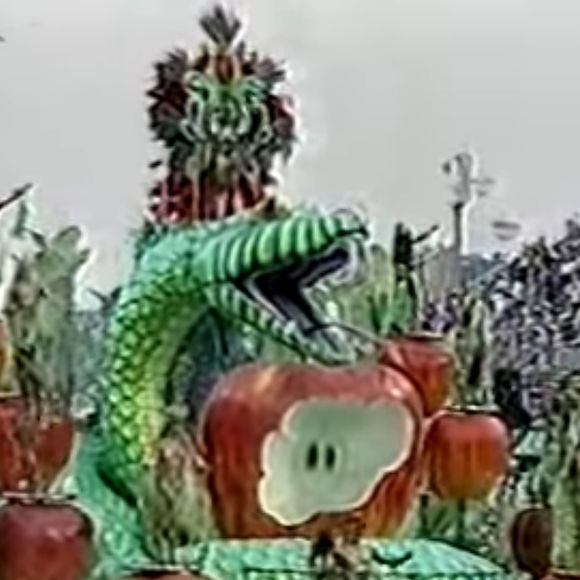 Carnaval do Rio: Luiza Ambiel e Beto Simas desfilaram como Adão e Eva na Mocidade em 1996 no enredo sobre a criação da humanidade