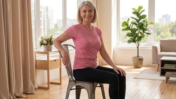 Um especialista em mobilidade propõe uma rotina de cinco exercícios de pilates na cadeira, ideal para pessoas com 60 anos; é simples, segura e acessível