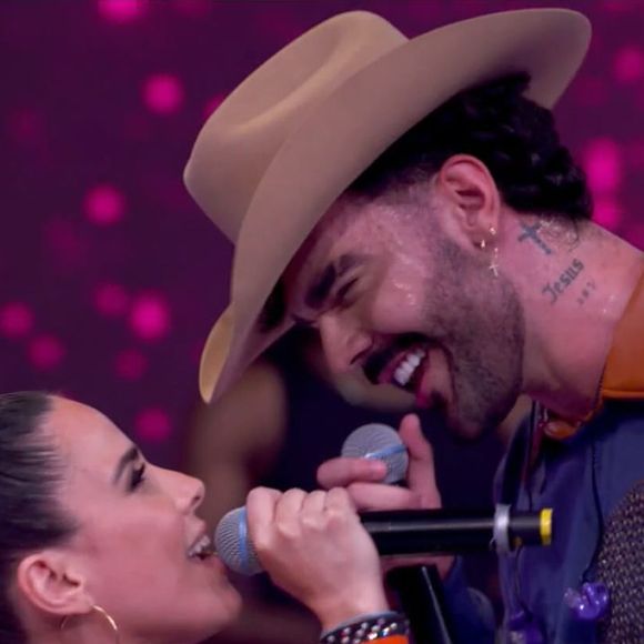Após polêmica com Dado Dolabella, Wanessa e Luan Pereira cantaram com os rostos colados no 'Domingão'