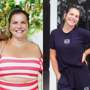 Antes e depois de Kátia Aveiro após perder 30 kg em 10 meses