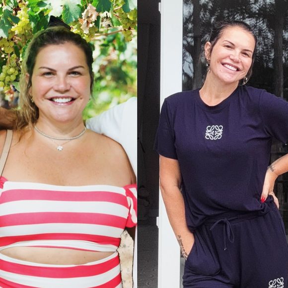 Antes e depois de Kátia Aveiro após perder 30 kg em 10 meses