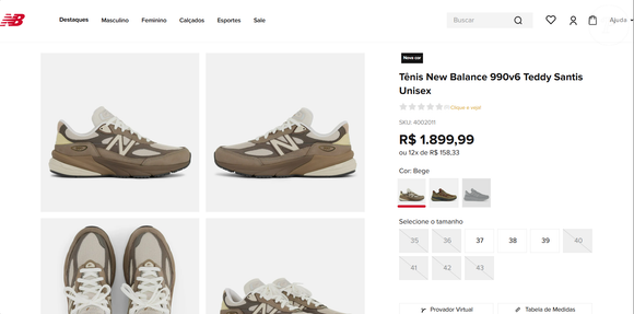 Disponível no Brasil por R$ 1.899,99, o New Balance 990v6 Teddy Santis se consolida como um investimento em conforto, elegância e versatilidade