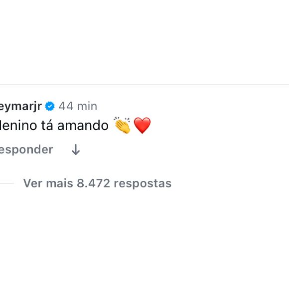 Neymar escreveu na publicação de Vini Jr.: ‘Menino tá amando’