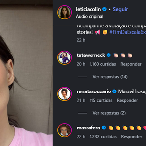 Tatá Werneck, Grazi Massafera e Agatha Moreira também demonstraram apoio com emojis de palmas no vídeo publicado pela atriz Letícia Colin em suas redes sociais