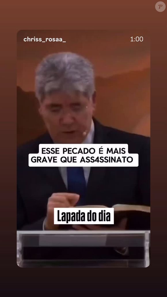 William Gusmão postou um discurso de um pastor, retirado da página 'Trechos Gospel'. ‘Lapada do dia’, publicou o irmão de Virgínia