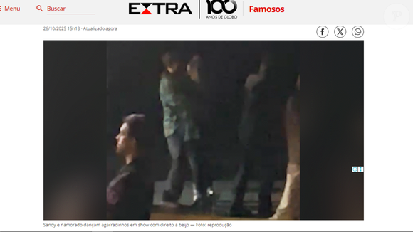 Sandy e Pedro Andrade se beijam em flagra divulgado pelo jornal Extra
