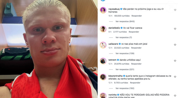 Entre os comentários, brasileiros revelaram torcer contra Haaland na Copa do Mundo e comentaram sobre seu cabelo