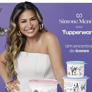 "Tudo o que aparece na imagem da Tupperware remete diretamente ao meu passado. A casa, os animais — especialmente a galinha — e todos aqueles animaizinhos têm tudo a ver com a minha infância", diz Simone Mendes