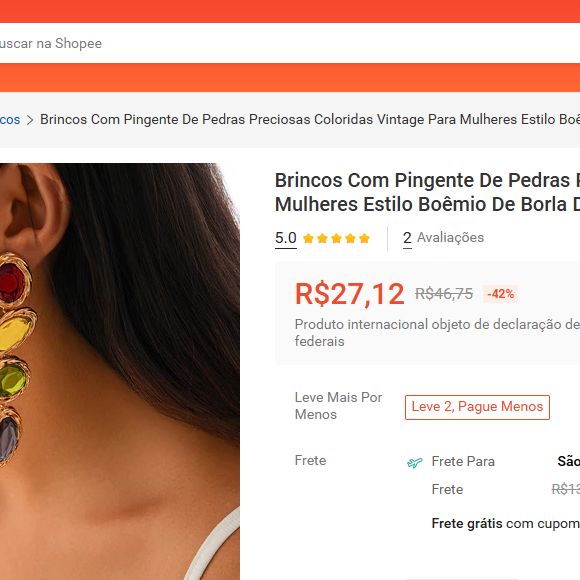 Brinco de Virgínia custa na Shopee apenas R$ 27
