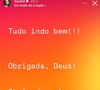 Após semanas de apreensão em torno do quadro clínico de Fausto Silva, a esposa do apresentador, Luciana Cardoso, trouxe uma notícia animadora. Em publicação nos stories do Instagram, feita nesta quarta-feira (13), ela escreveu: 'Tudo indo bem! Obrigada, Deus'