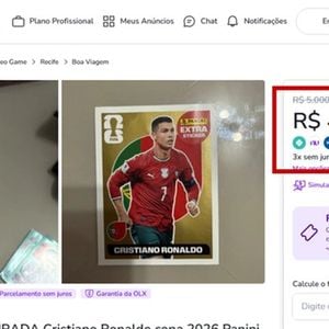 Na OLX, a figurinha Legend Gold de Cristiano Ronaldo é encontrada por até R$ 4 mil