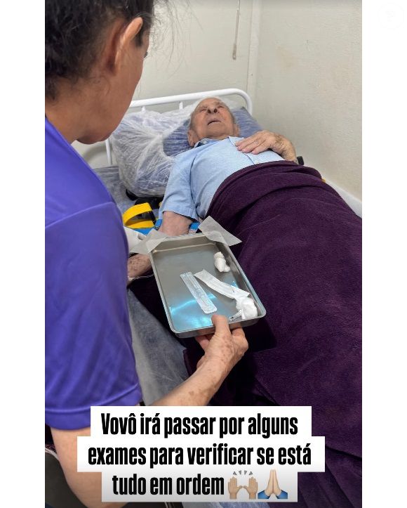 Vovô Anésio passou por exames no hospital após sofrer queda em casa: idoso fraturou o fêmur