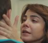 Ceyda fica emocionada ao ganhar um abraço de Arda, na novela 'Força de Mulher', capítulo de 19 de maio de 2025, segunda-feira
