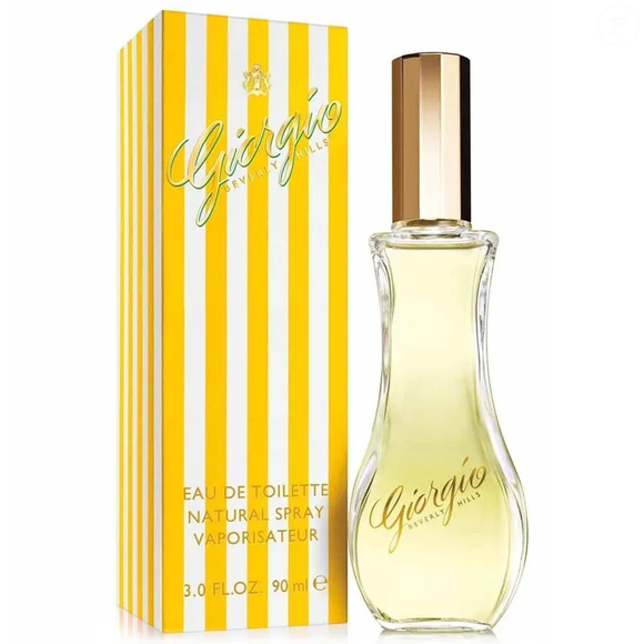 Com curvas atraentes e femininas, o frasco de Giorgio acompanha a proposta elegante da fragrância