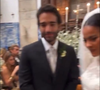 Vestida de noiva, Maria de Fátima surge ao lado de Afonso Roitman em cenas do aguardado casamento no remake