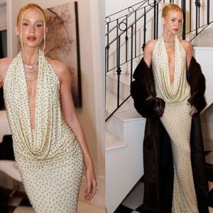 Marina Ruy Barbosa usa vestido de R$ 12 mil de marca turca; peça tem poá 3D e decote profundo; veja fotos