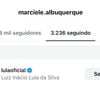 Segundo uma internauta no X, Marciele segue o presidente Lula nas redes sociais