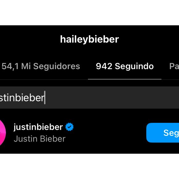 Hailey Bieber ainda segue o marido na rede social